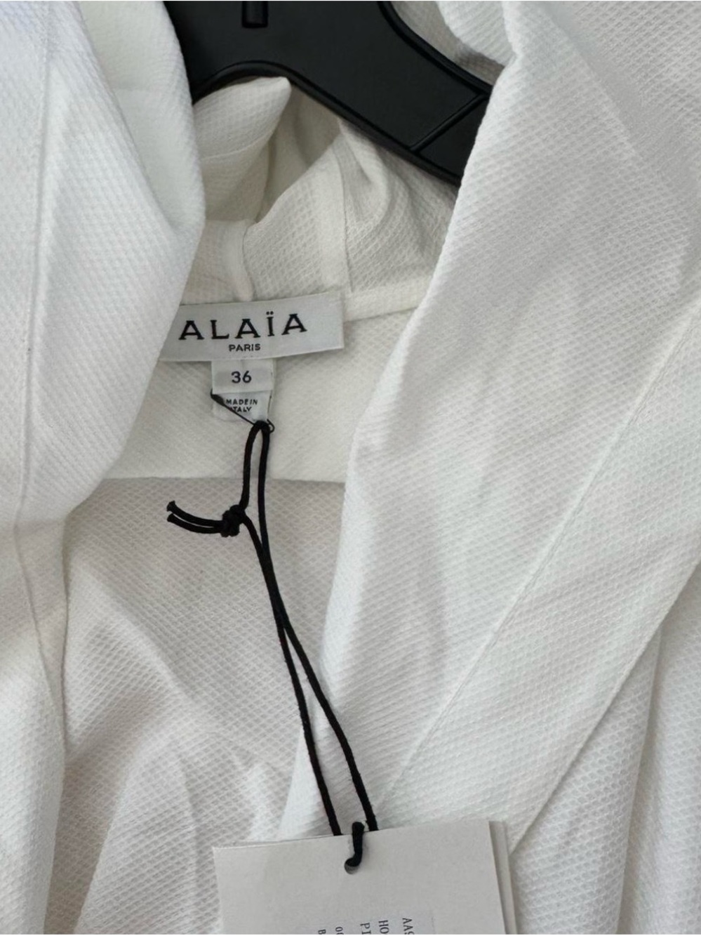 ALAIA White Hooded Dress with Red Waist Belt - Picture 2 of 6